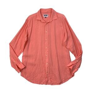 Love Brand & Co Shirt Mens XL Extra Large Melon Linen Button Up Long Sleeve
